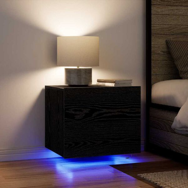 vidaXL Nattduksbord med l&aring;da Svart Ek 50 x 39 x 41 cm Konstruerat tr&auml;