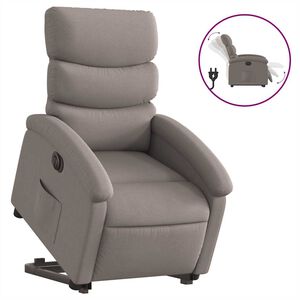 vidaXL Elektrisk reclinerf&aring;t&ouml;lj med uppresningshj&auml;lp taupe tyg
