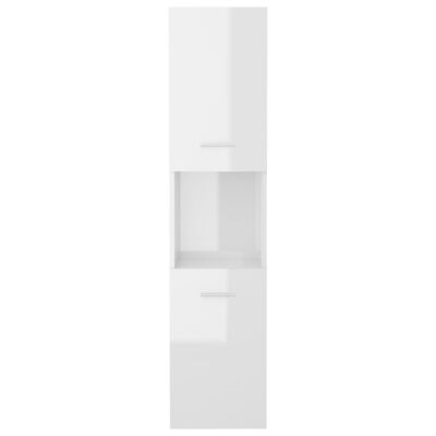 vidaXL Badrumsskåp vit högglans 30x30x130 cm spånskiva