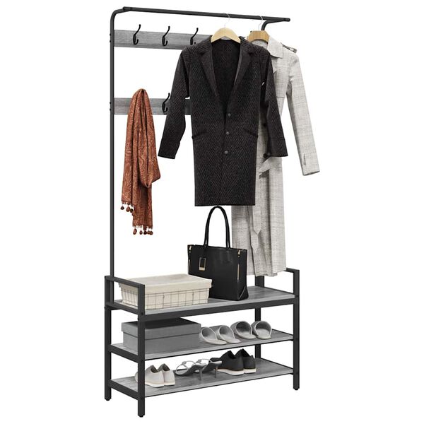 vidaXL Kl&auml;dh&auml;ngare Gr&aring; Sonoma 95 x 34 x 184 cm Konstruerat tr&auml;