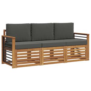 vidaXL Soffgrupper 3 pcs Naturlig och Antracit Massivt Akaciatr&auml;