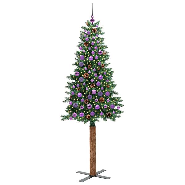 vidaXL Smal julgran med 300 LED-lampor Gr&ouml;n 210 cm PVC och solid furu