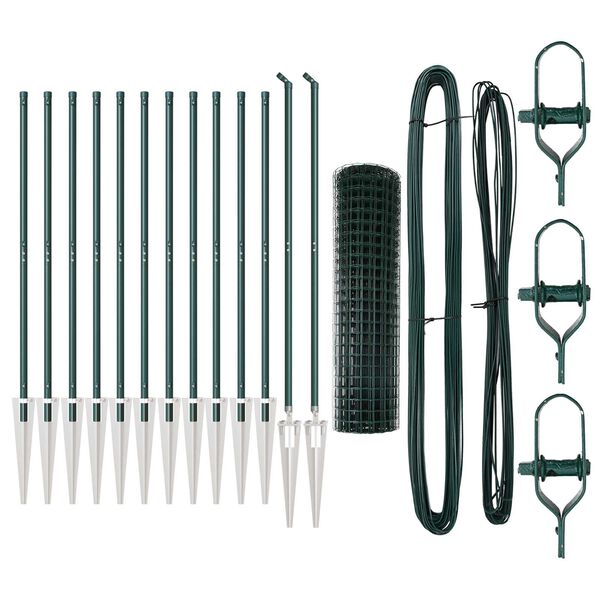 vidaXL St&auml;ngsel med stolpe Gr&ouml;n 1 x 25 m St&aring;l och PVC