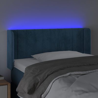 vidaXL Sänggavel LED Mörkblå 93x16x78/88 cm sammet