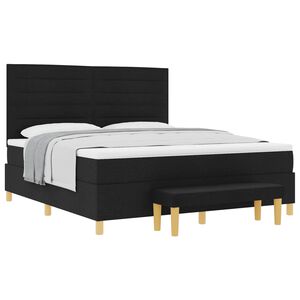vidaXL B&auml;ddfj&auml;der med huvudgavel Svart 200 x 180 cm tyg