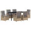 vidaXL Tr&auml;dg&aring;rdsm&ouml;belset 7 pcs Beige och Ljusgr&aring; konstrotting
