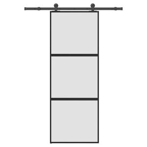 vidaXL Skjutd&ouml;rr med beslagset h&auml;rdat glas och aluminium 76x205 cm