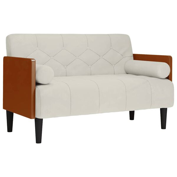 vidaXL Loveseat soffa med dynor gr&auml;ddvit 110 cm sammet