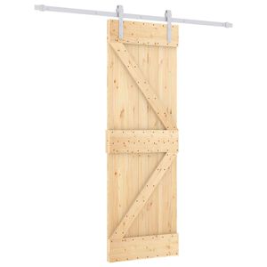 vidaXL Skjutd&ouml;rr Naturlig och vit 70 x 210 cm Massiv furutr&auml;d&ouml;rr