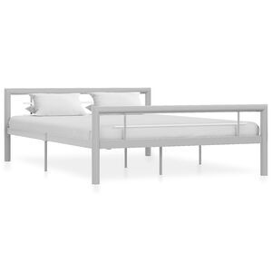 vidaXL S&auml;ngram utan madrass gr&aring; & vit metall 140x200 cm