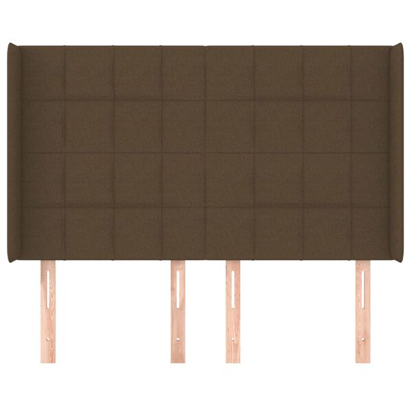vidaXL Sänggavel med kanter mörkbrun 147x16x118/128 cm tyg