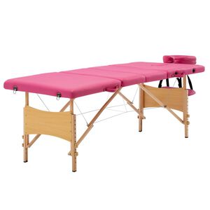 vidaXL Hopf&auml;llbar massageb&auml;nk 4 sektioner tr&auml; rosa