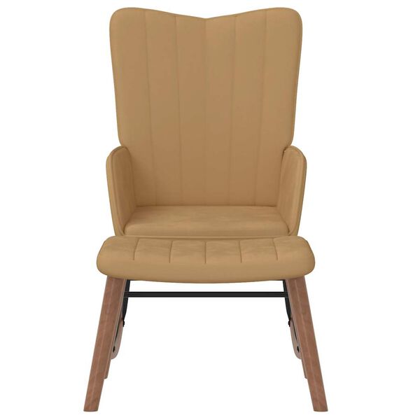 vidaXL Gungstol med fotpall Brun sammet