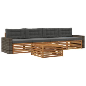 vidaXL Utomhussoffset 5 pcs Naturlig och Antracit Massivt Akaciatr&auml;