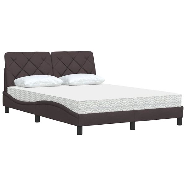 vidaXL Bed with Mattress Dark Brown 120x200 cm Fabric