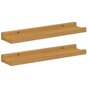 vidaXL V&auml;gg hylla med hylla 2 pcs Beige 40 x 9 x 3 cm Konstruerat tr&auml;