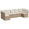 vidaXL Matgrupp f&ouml;r tr&auml;dg&aring;rden med dynor 7 delar beige konstrotting