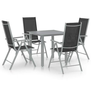 vidaXL Matgrupp f&ouml;r tr&auml;dg&aring;rden 5 delar aluminium silver och svart