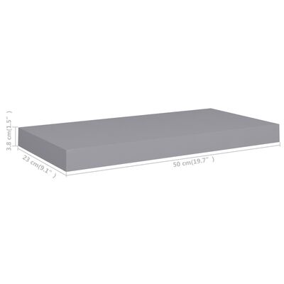 vidaXL Svävande vägghyllor 4 st grå 50x23x3,8 cm MDF