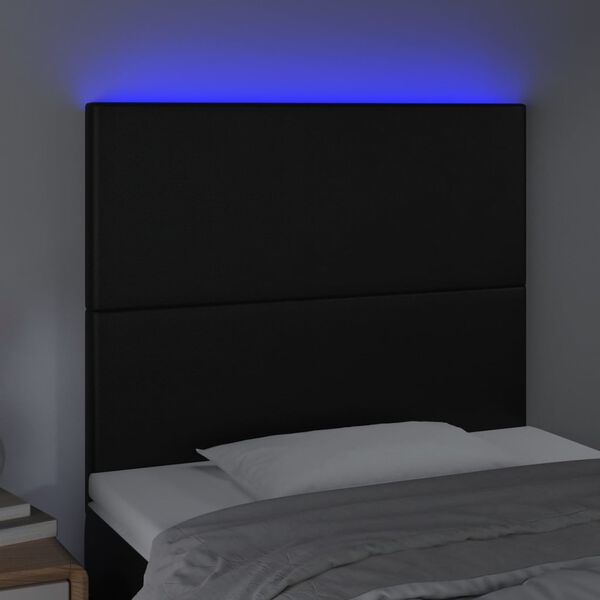 vidaXL S&auml;nggavel LED svart 100x5x118/128 cm konstl&auml;der