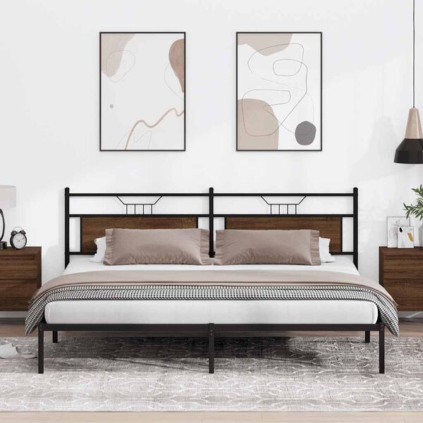 vidaXL S&auml;ngram utan madrass brun ek 200x200 cm konstruerat tr&auml;