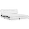 vidaXL Bed with Mattress "Hvar" White and Black 200x200 cm Faux Leather