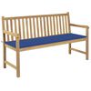 vidaXL Tr&auml;dg&aring;rdsb&auml;nk med kungsbl&aring; dyna 150 cm massiv teak