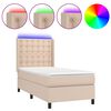 vidaXL Rams&auml;ng med b&auml;ddmadrass & LED cappuccino 90x190 cm konstl&auml;der