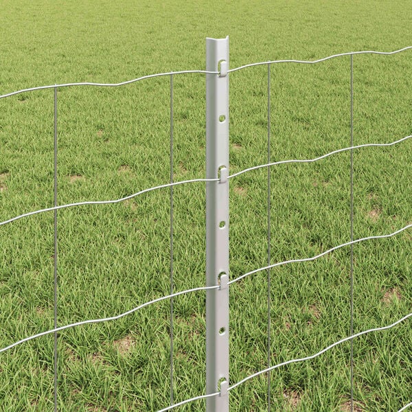 vidaXL St&auml;ngsel med stolpe Silver 0,6 x 25 m St&aring;l