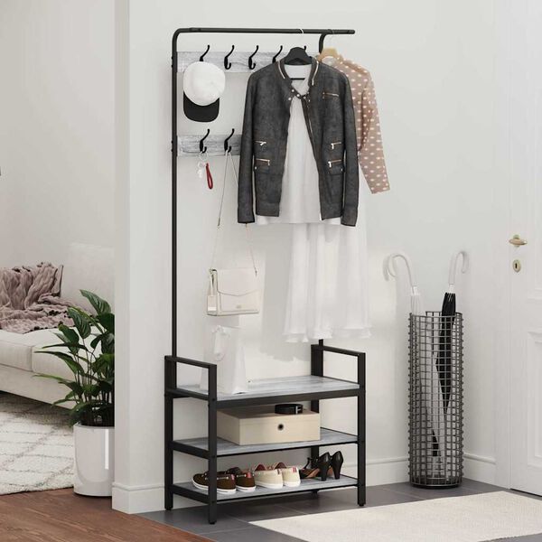 vidaXL Klädhängare Övrigt Grå sonoma 75 x 34 x 184 cm Konstruerat trä