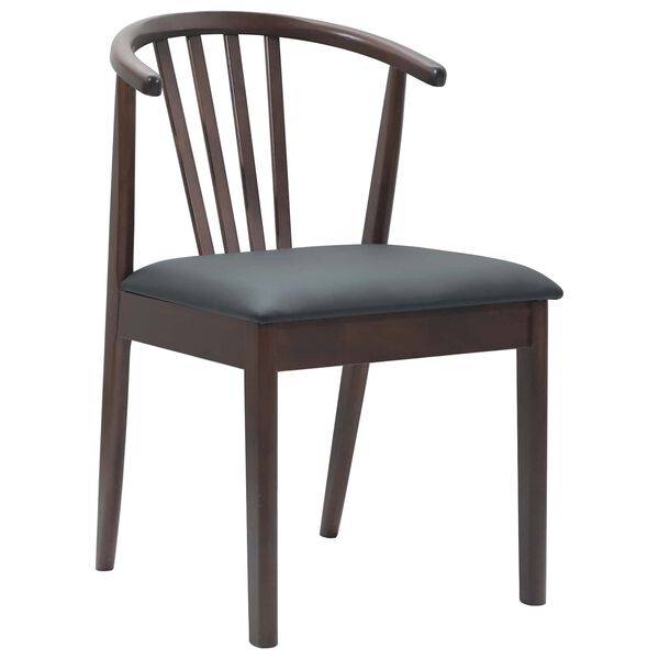 vidaXL Matstol 2 pcs Ljusbrun och svart Massivt gummitr&auml;