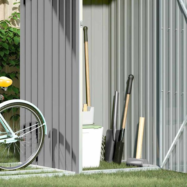 vidaXL Vedskjul gr&aring; 245x98x159 cm galvaniserat st&aring;l