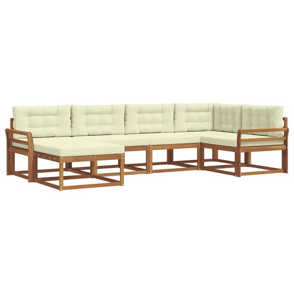 vidaXL Utomhussoffset med kudde 6 pcs Naturlig och Gr&auml;dde