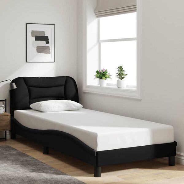 vidaXL Bed Frame with LED without Mattress "Hvar" Black 90x200 cm Fabric