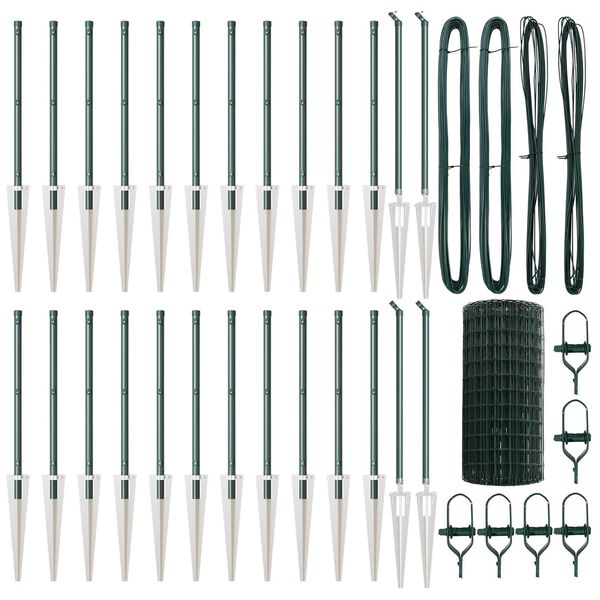 vidaXL St&auml;ngsel med stolpe Gr&ouml;n 0,4 x 50 m St&aring;l och PVC