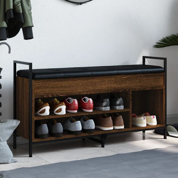 vidaXL Skob&auml;nk brun ek 105,5x32x57,5 cm konstruerat tr&auml;