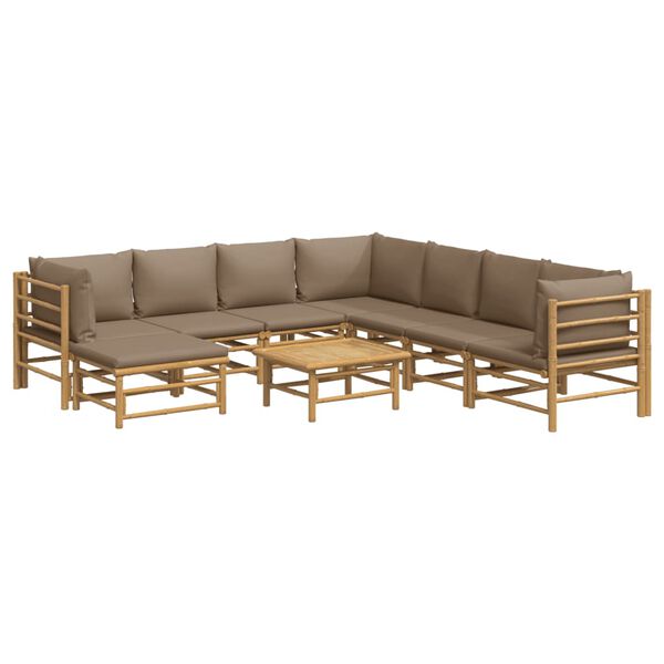 vidaXL Loungegrupp 9 delar taupe dynor bambu