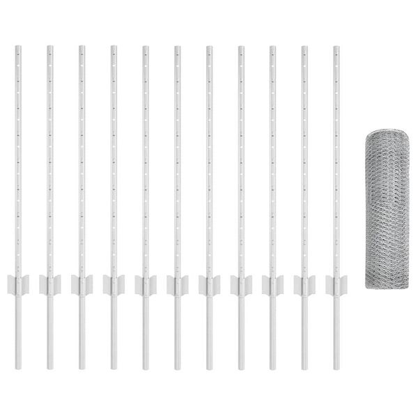 vidaXL St&auml;ngsel med stolpe Silver 0,8 x 25 m St&aring;l