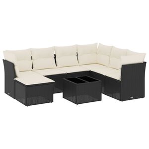 vidaXL Loungegrupp f&ouml;r tr&auml;dg&aring;rden med dynor 8 delar svart konstrotting