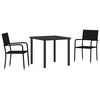 vidaXL Tr&auml;dg&aring;rdsm&ouml;belset med kudde 3 pcs Svart konstrotting