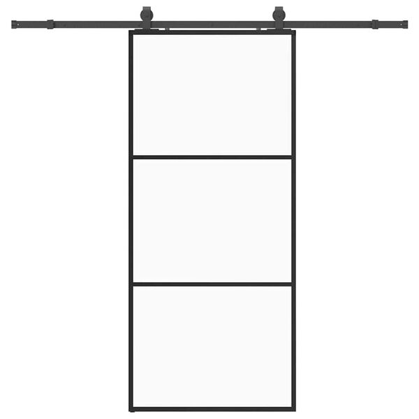 vidaXL Skjutd&ouml;rr med beslag svart 90x205 cm ESG-glas
