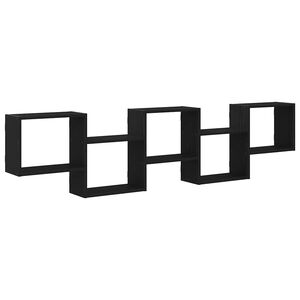 vidaXL V&auml;ggmonterad kubhylla 5 fack svart konstruerat tr&auml;