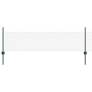 vidaXL Sexkantigt staket med stolpe 50 x 0,5 m PVC-belagda st&aring;l Gr&ouml;n