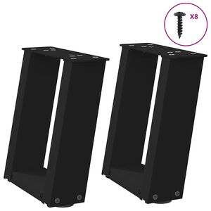 vidaXL Soffbordsben U-formade 2 st svarta 30x(30-31) cm st&aring;l
