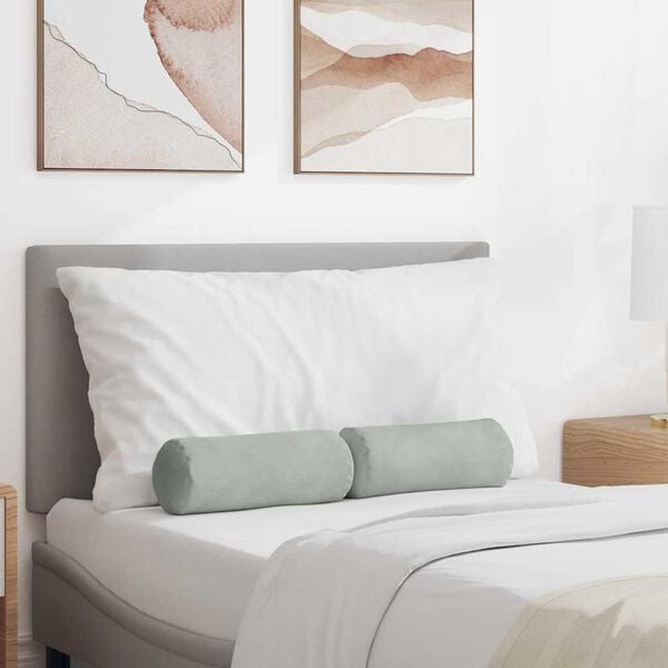 vidaXL Bolsterkuddar 2 pcs Ljusgrå Ø 15 x 40 cm Kordread tyg