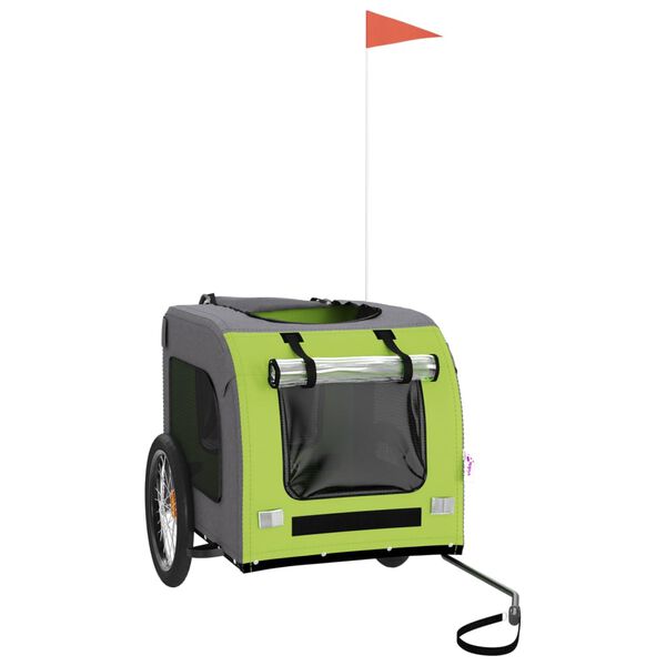 vidaXL Cykelvagn f&ouml;r djur gr&ouml;n och gr&aring; oxfordtyg och j&auml;rn