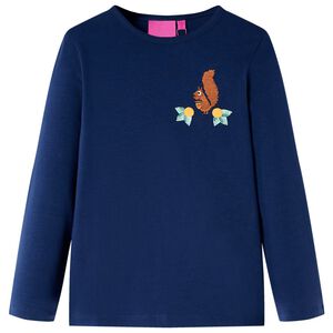 T-shirt med l&aring;nga &auml;rmar f&ouml;r barn marinbl&aring; 104