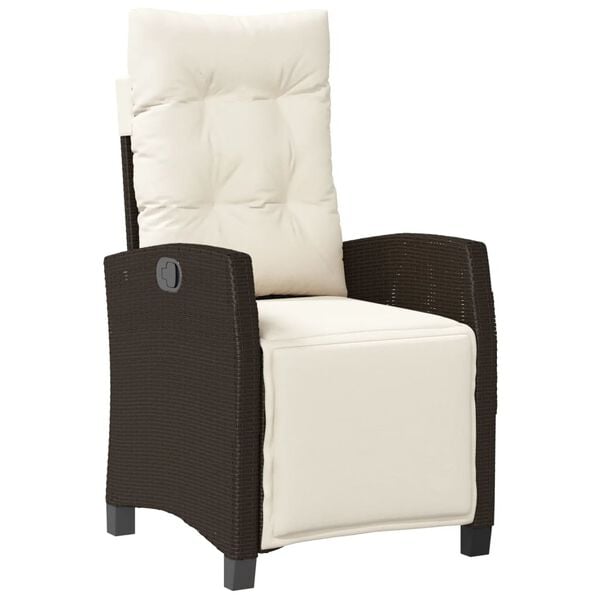 vidaXL Justerbara trädgårdsstolar 2 st med fotstöd brun konstrotting