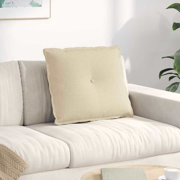 vidaXL Ryggkudde Kr&auml;m 60 x 19 x 50 cm tyg