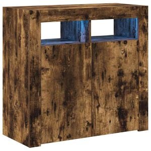 vidaXL Sk&auml;nk med LED-belysning r&ouml;kf&auml;rgad ek 80x35x75 cm